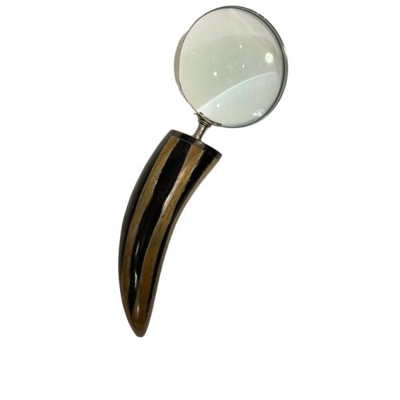8" Bull Horn Handle Magnifying Glass Large Decorative - Picture 2 of 3